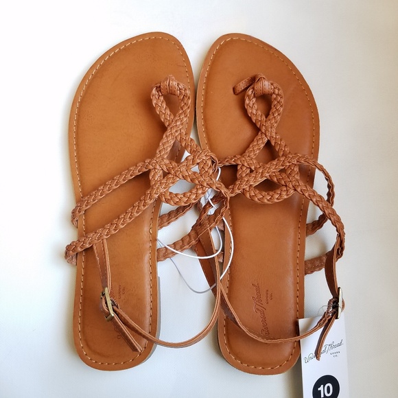 Brown Braided Thong Summer Sandals-7.5/10 - Picture 2 of 3